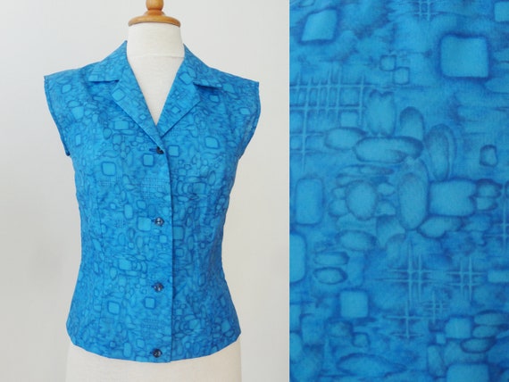 Blue 60s Vintage Blouse