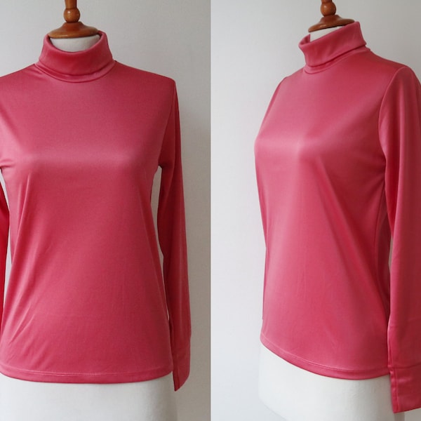 Pink 60s DEADSTOCK Top // Roll Neck // Aqua Marin Tricot // Unisex // Made In Denmark