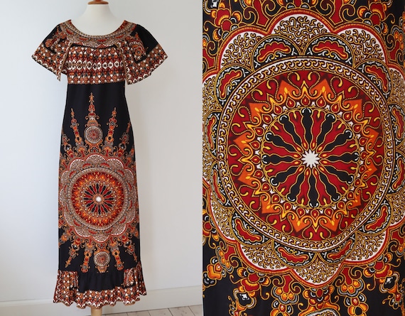 Original 70s Hippie Maxi Dress // BIBA of Sweden /