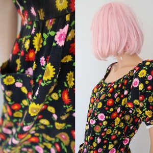 70s Maxi Dress With Flowers In Bright Colors image 9