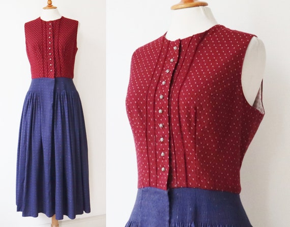Very Nice Red/Blue Bavarian Dress With Silver Butt