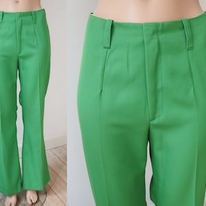 Cool Bright Green 70s DEADSTOCK High Waist Vtg. Flare Pants // Made In Denmark