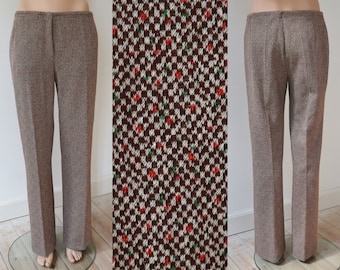70s Orange Green Beige Brown Bell Buttom Pants // BLEYLE // Size M // Made In Germany