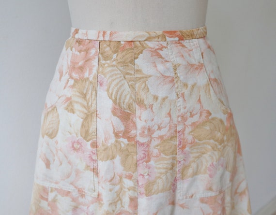 Ivory 70s Vtg.  A Line Skirt Soft Pink Beige Flow… - image 6