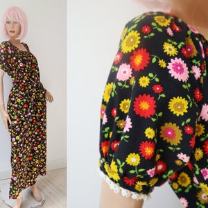 70s Maxi Dress With Flowers In Bright Colors image 1
