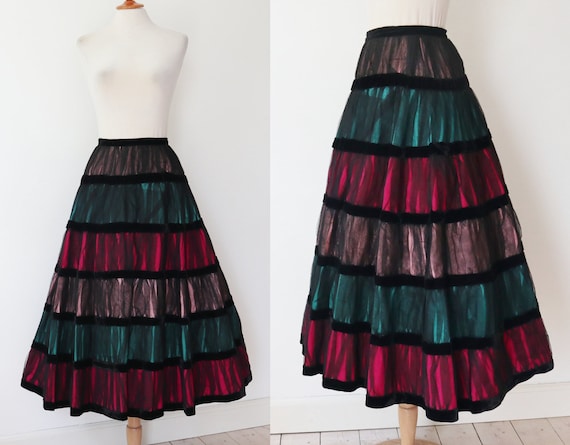 Gorgeous 50s Black High Waisted Vtg. Maxi Skirt W… - image 1