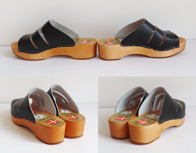 Black 60s DEADSTOCK Vintage Clogs // L.F. Fodtøj // Size 37 // Made in ...