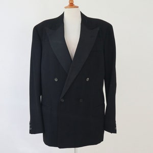 Black 30s 40s Vintage Mens Double Breasted Tuxedo Jacket // Taylored By Christian Walther // Unisex // Made In Denmark