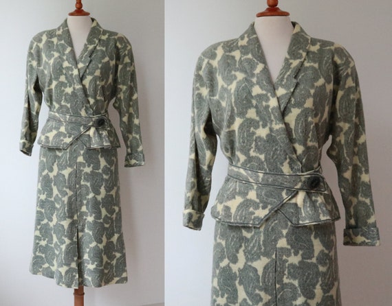 Light Yellow And Gray 50s Vintage Dress // Paisle