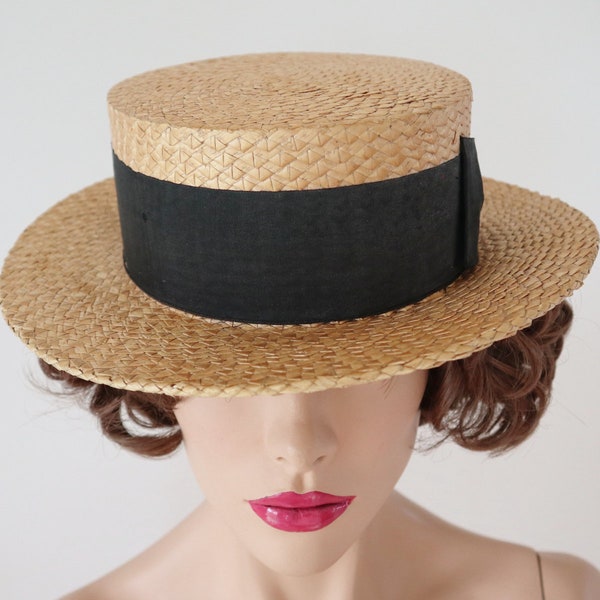 Straw Boater Hat Etsy