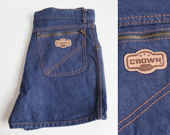 Blue High Waisted Denim Shorts With Zippers // Crown