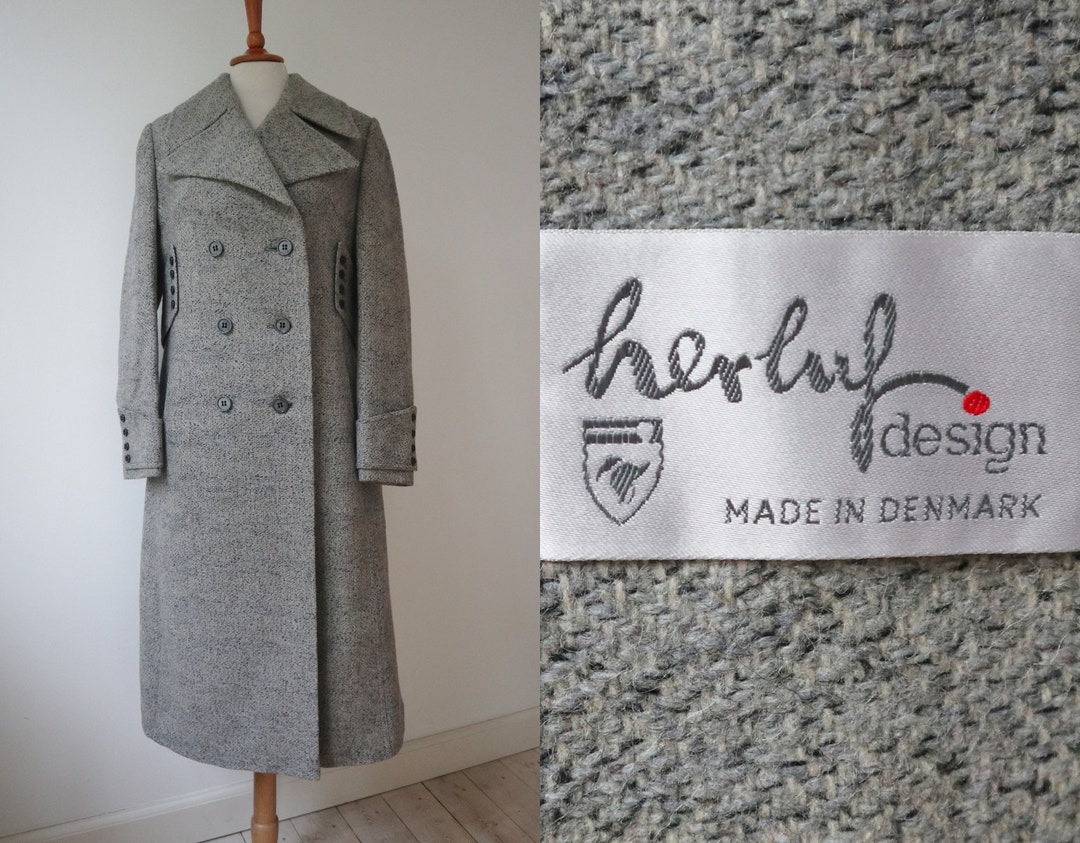 Gray 70s DEADSTOCK Vtg. Wool Blend Coat // Woven Belted Coat