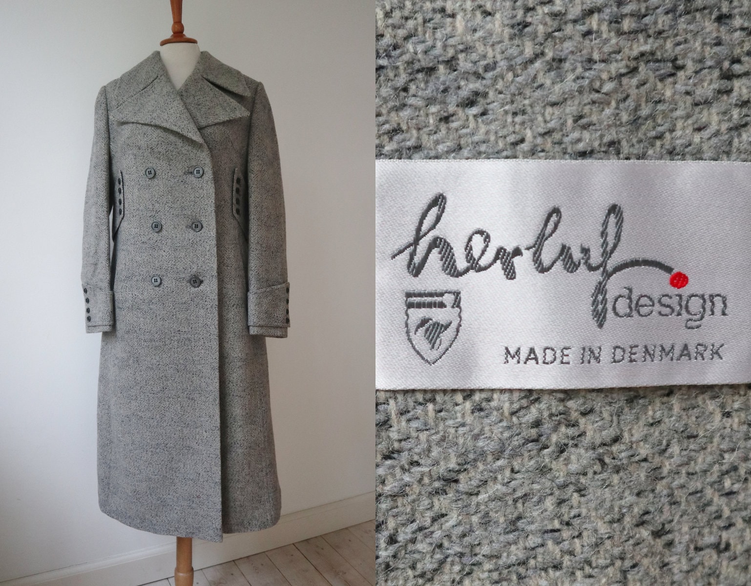 最終値下Her lip to Bruxelles Wool-Blend Coat Gray 70s DEADSTOCK Vtg. Wool Blend Coat // Woven Belted Coat