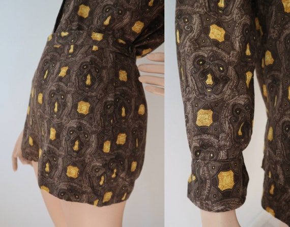 Brown 50s60s Vtg. 2 Piece Set With Yellow Print /… - image 6