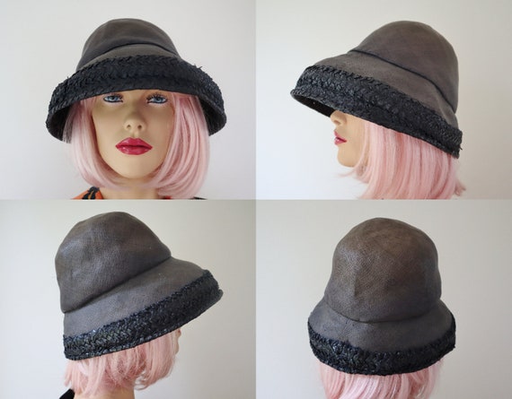 Black 30s 40s Summer Hat // Big Brim // Size 58/60 - image 5