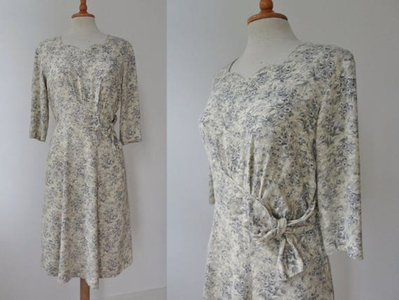 Lovely 40s Vintage Dress // Soft Yellow/Sand With