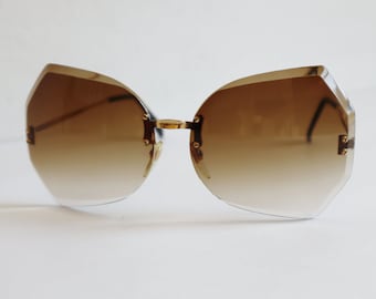 90s Unframed Golden Vtg. Sunglasses // Womens Sunglasses