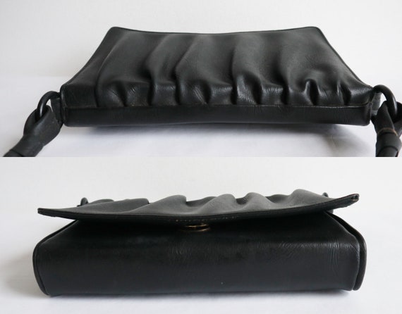 Black 50s Vintage Shoulder Bag With Drapes // Veg… - image 5