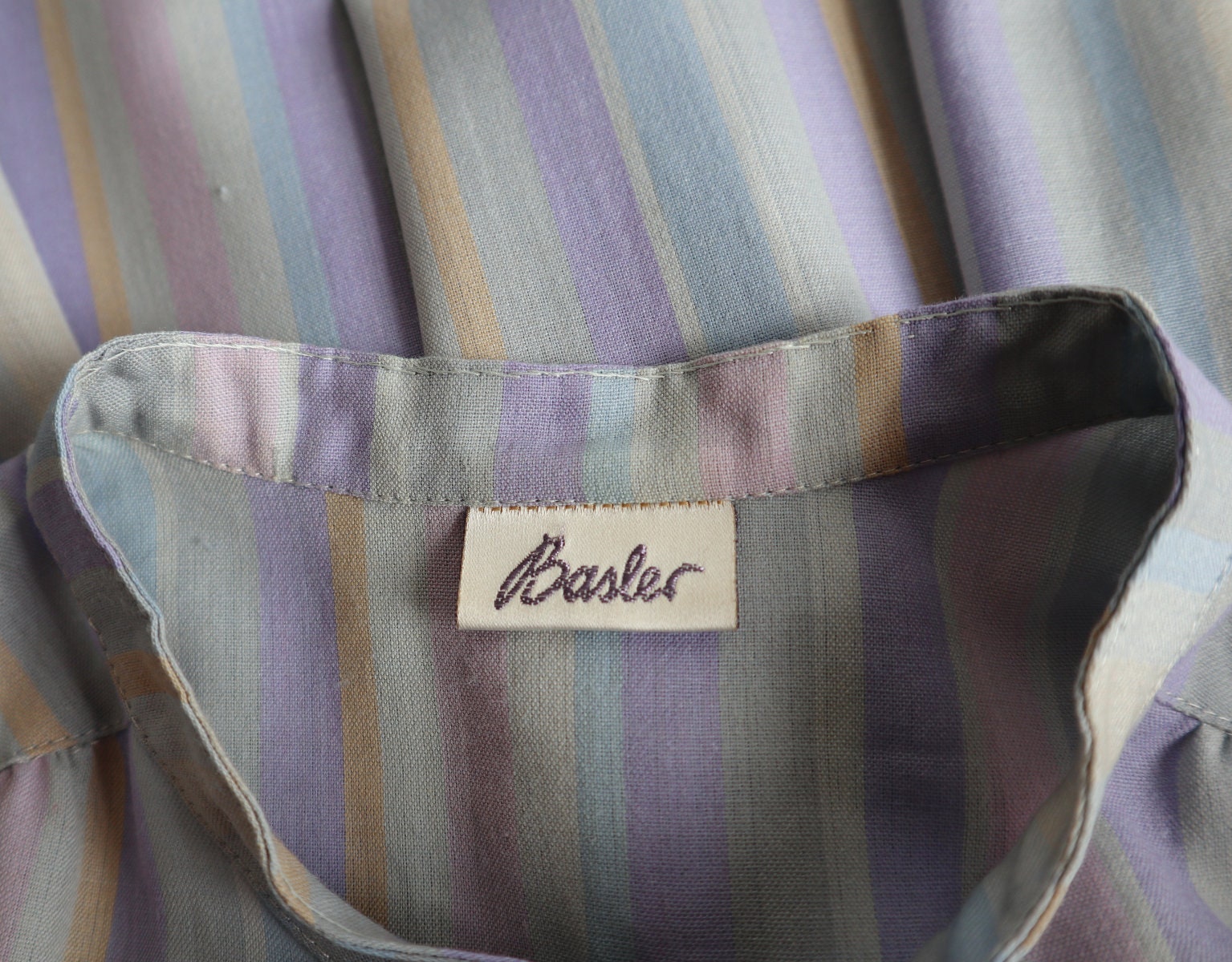 Mooie gestreepte jaren 80 Vtg. Jurk Basler polyester wol maat 38 Etsy Nederland