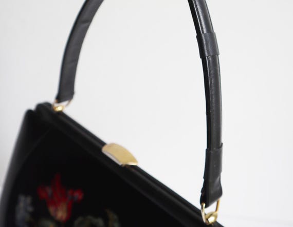 50年代の美しいプチポワン刺繍入りヴィンテージのブラックトップ