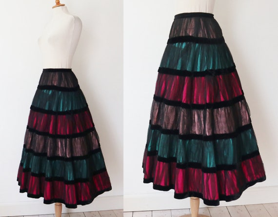 Gorgeous 50s Black High Waisted Vtg. Maxi Skirt W… - image 3