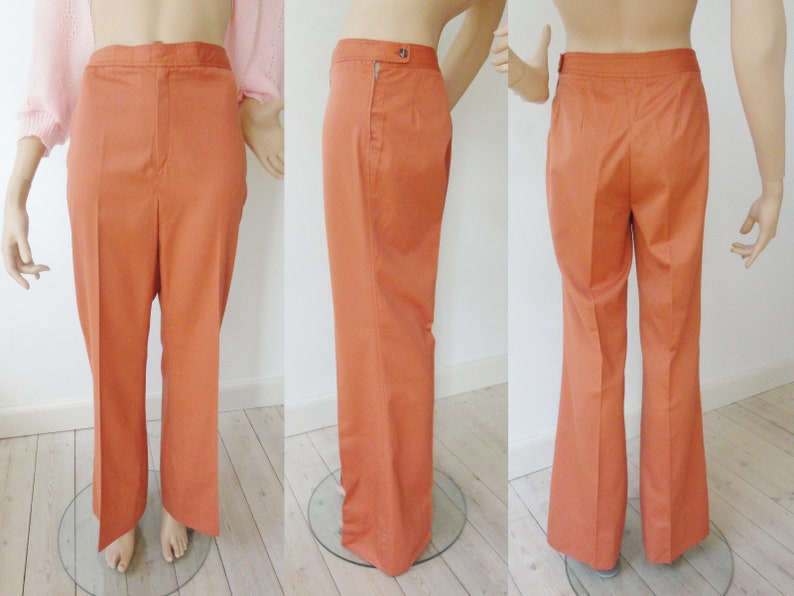 Cool 70s Highwaisted CoralSalmon Colored Vintage Flare Pants Size M