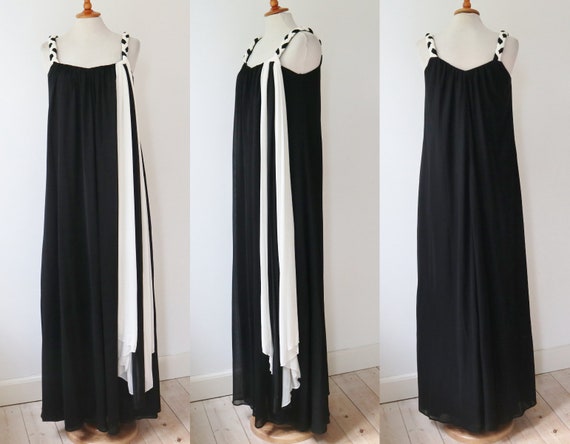 Black/white Vtg. Strap Maxi Dress // Braided Straps // Size S/M - Etsy