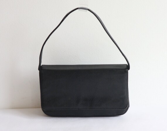 Black 50s Vtg. Top Handle Bag - image 3