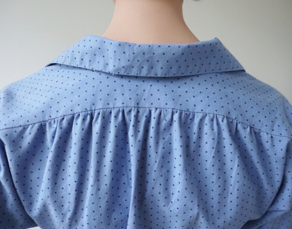 Lovely Light Blue 60s Vintage Dress // Cotton Wit… - image 8