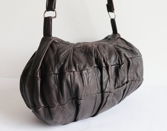 Very Soft Brown 80s Vtg. Leather Patchwork Bag //