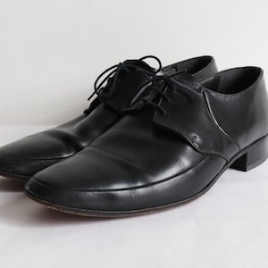 Black Vintage 60s Mens Black Lace up Leather Shoes // Topman  display picture 3