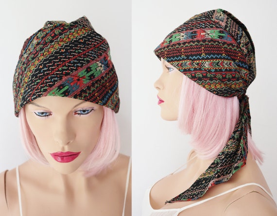 Black/Multi Colored 70s Headscarf // Ready To Wear