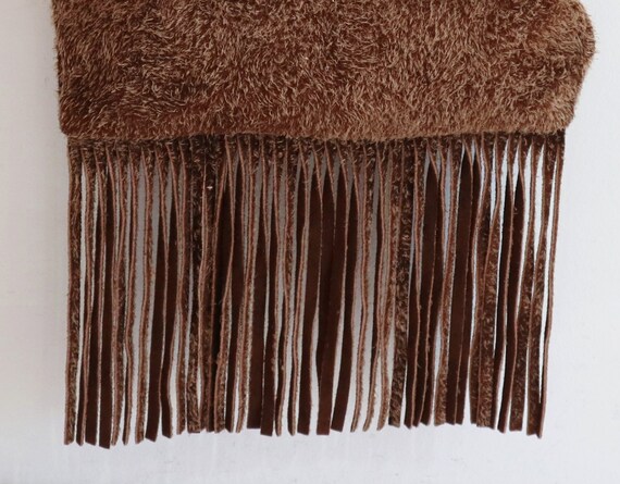 70s Vintage suede Bag // Brown With Fringes // Sh… - image 3