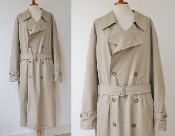 Sand Colored Mens 80s 90s Vtg. Trench Coat // Bäumler… - Gem