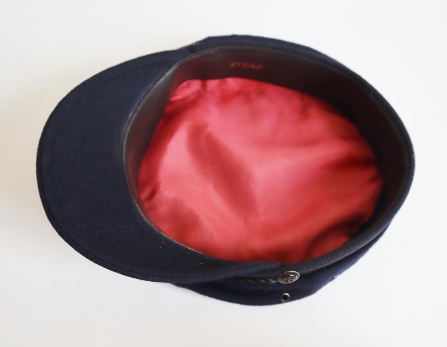 【SCHA】WOOL CAP WITH RIBBON Dark Blue Vtg. Wool Cap With Black/blue Ribbon // JYCAP