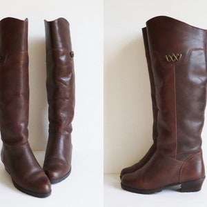Beautiful Brown 80s90s Leather Boots // Young Time // Lined // Size 38