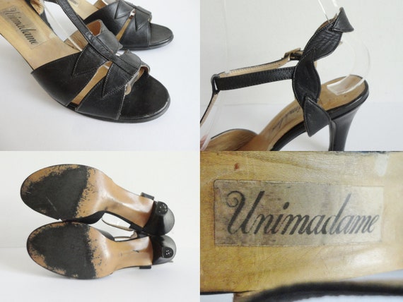 Black 70s Leather Shoes With Anklestrap // Unimad… - image 6