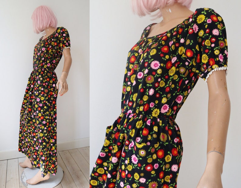 70s Maxi Dress With Flowers In Bright Colors image 10