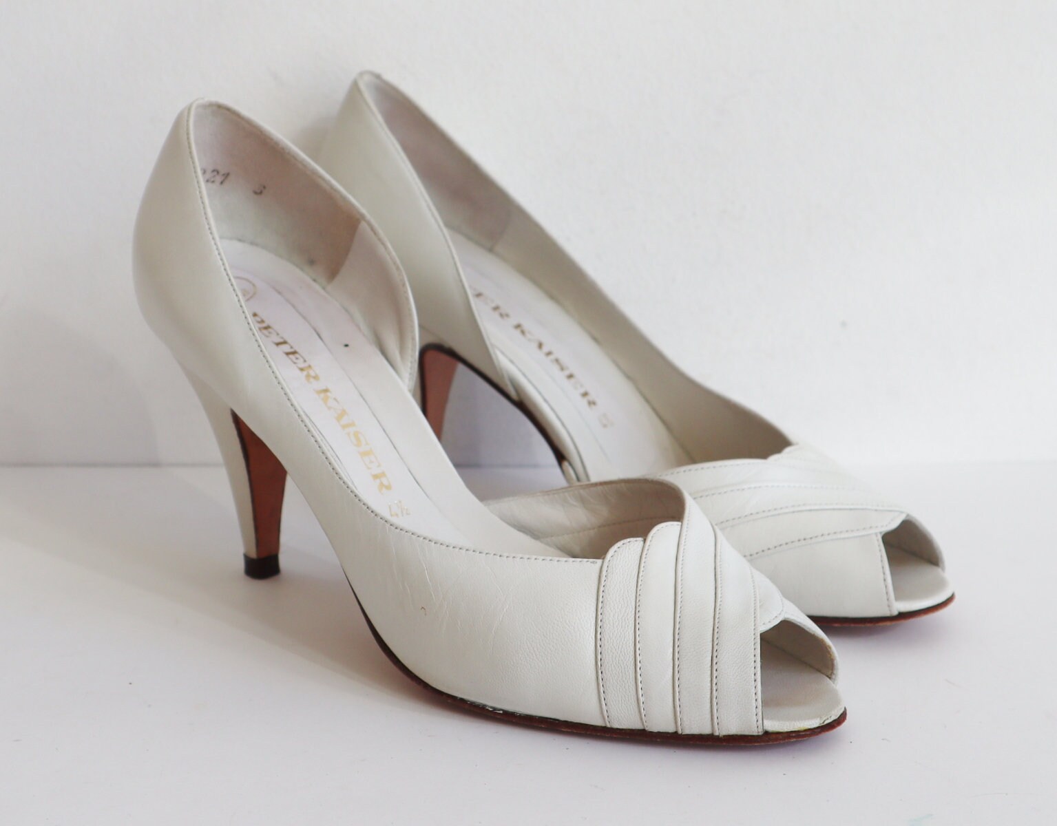 White peep cheap toe pumps