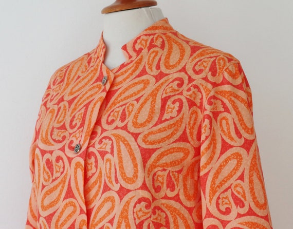 Coral Colored  70s Vintage Top With Orange/Salmon… - image 6