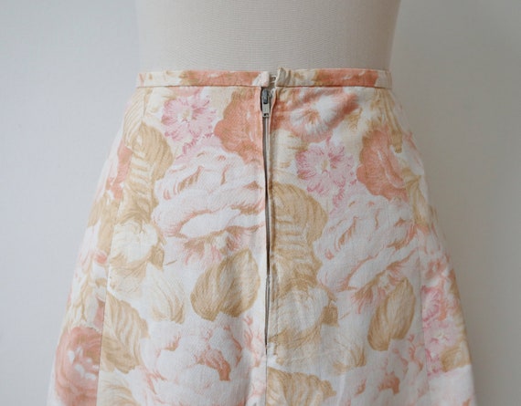 Ivory 70s Vtg.  A Line Skirt Soft Pink Beige Flow… - image 8