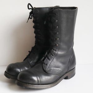Black 60s Danish Leather Lace up Military Boots // Size 42