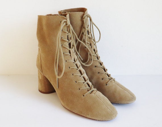 zara lace up boots beige