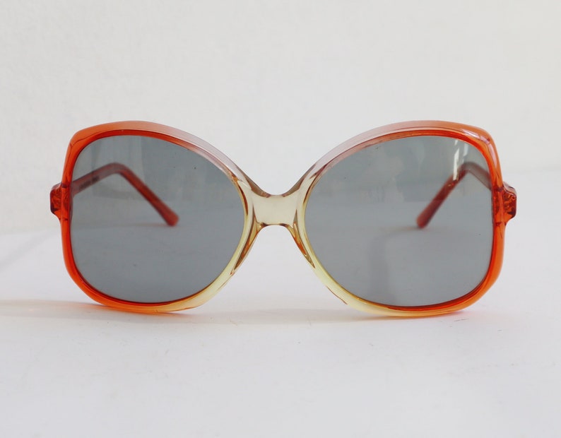 70s Clear Orange Transparent Vtg. Sunglasses // Womens Polaroid Sunglasses // buy Made In France