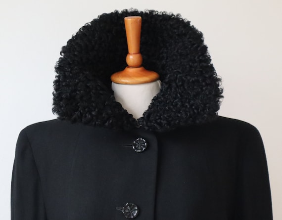 Gorgeous 40s Black Wool Coat // Persian Lamb Coll… - image 4
