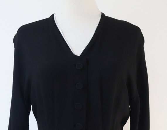 Classic Black 40s Crepe Vtg. Dress With Pleats //… - image 7