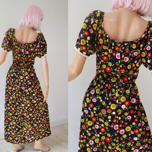 70s Maxi Dress With Flowers In Bright Colors image 4