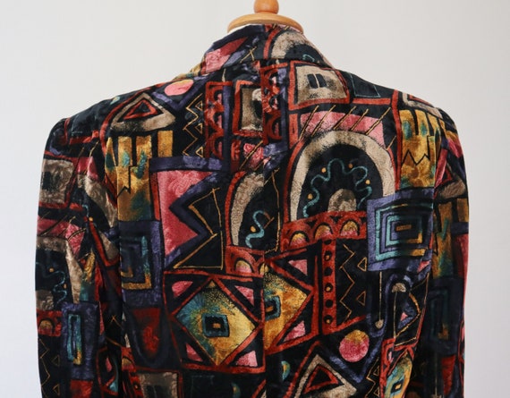 VTG 80s90s Purple Black Gold Coaco Silk Geometric Print Shell Bomber Jacket XXL