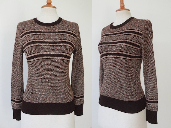 Brown/Beige 70s Vintage Pullover With Stripes // M