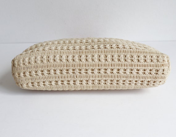 Stunning Ivory 60s Knotted Bag With Cognac Brown … - image 7